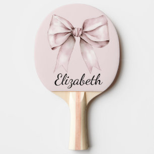 Aesthetic coquette pink bow Personalised Name Ping Pong Paddle