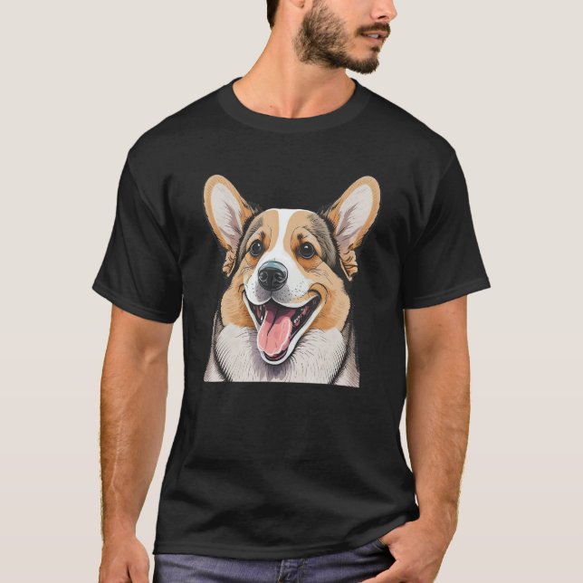 Aesthetic Corgi Dog Hand Drawn Art T-Shirt (Front)