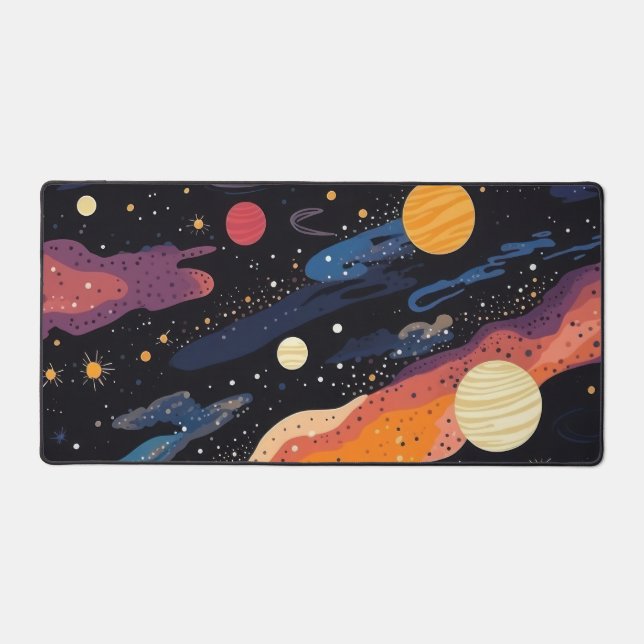 Aesthetic Cosmic Galaxy Planets and Stars Custom Desk Mat