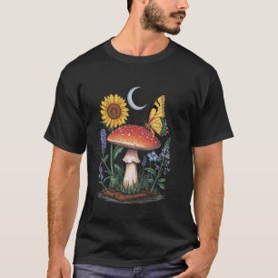 Aesthetic Cottagecore Butterfly Mushroom Sunflower T-Shirt