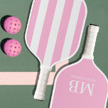 Aesthetic Country Club Pink Stripes Monogram Cute Pickleball Paddle<br><div class="desc">Introducing the epitome of elegance on the pickleball court – our Personalised Pink and White Striped Pickleball Paddle, a timeless creation that seamlessly blends the sophistication of old-money aesthetics with the thrill of pickleball. Crafted for those who appreciate the finer things in life, this paddle features a striking design of...</div>