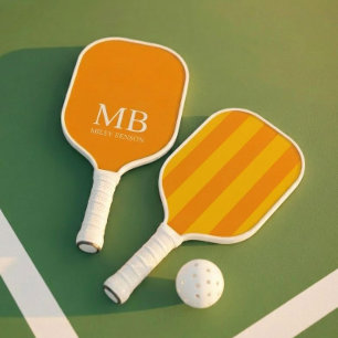 Aesthetic Country Club Yellow Orange Stripes Pickleball Paddle