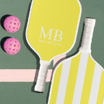 Aesthetic Country Club Yellow Stripes Monogrammed Pickleball Paddle<br><div class="desc">Introducing our Pastel Yellow and White Striped Monogrammed Paddle, where timeless elegance meets sunny summer vibes. Inspired by the refined charm of old-money aesthetics and the soft hues of summer, this paddle is poised to be the perfect Christmas gift for any pickleball enthusiast. 🌞 Immerse yourself in the delightful warmth...</div>