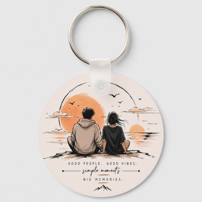 Aesthetic Couple Keychain/Charm Key Ring (Front)