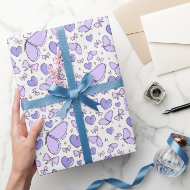 "Aesthetic Cute Butterfly Hand Drawn Design" Wrapping Paper (Gifting)