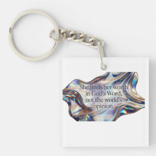 Aesthetic Cute; Worth In Gods Word Christian Gift Key Ring