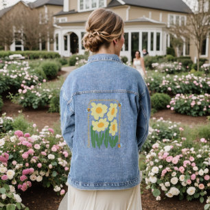 Aesthetic Daisy Kindness Wildflower Spring Bees Denim Jacket
