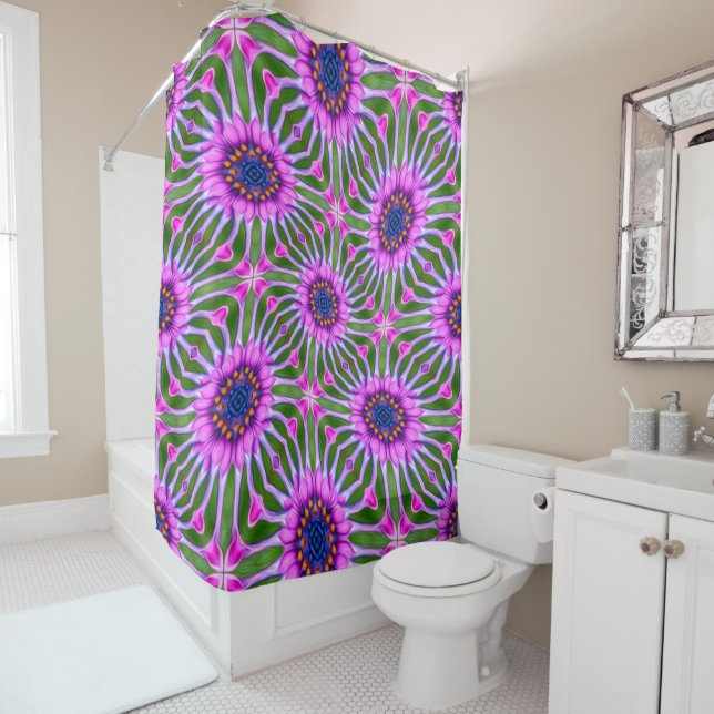 Aesthetic Daisy Pattern Shower Curtain (In Situ)