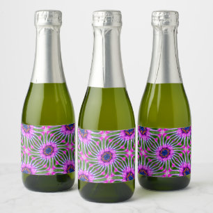 Aesthetic Daisy Pattern Sparkling Wine Label