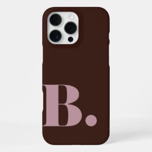 Aesthetic Dark Brown Dusty Rose Minimalist Letter iPhone 16 Pro Max Case