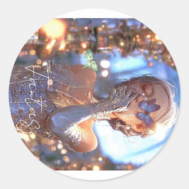Aesthetic / Dark Fantasy Girl Classic Round Sticker (Front)