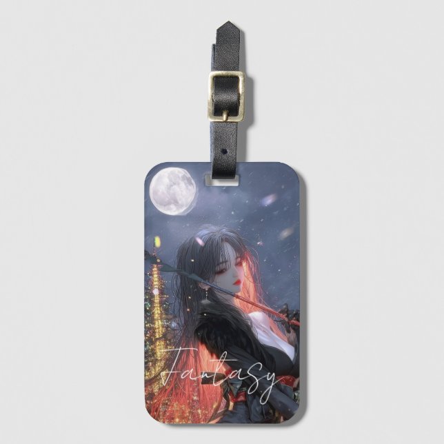 Aesthetic / Dark Fantasy Girl Luggage Tag (Front Vertical)