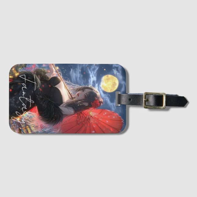 Aesthetic / Dark Fantasy Girl Luggage Tag (Front Horizontal)