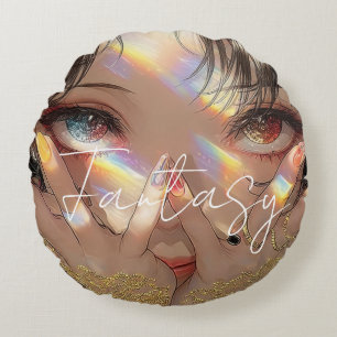 Aesthetic / Dark Fantasy Girl Round Cushion