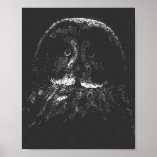 aesthetic dark owl bird abstract line art poster