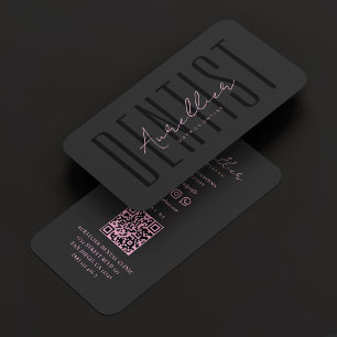 Aesthetic Dental Clinic Dentist Pink Black Business Card