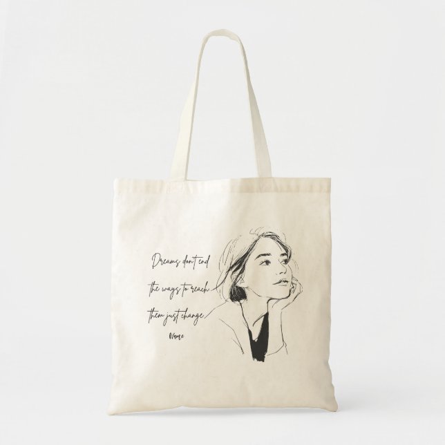 Aesthetic Dreams Quote Tote Bag (Front)