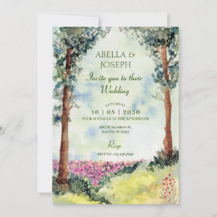 Aesthetic dreamy forest woodland garden wedding  invitation