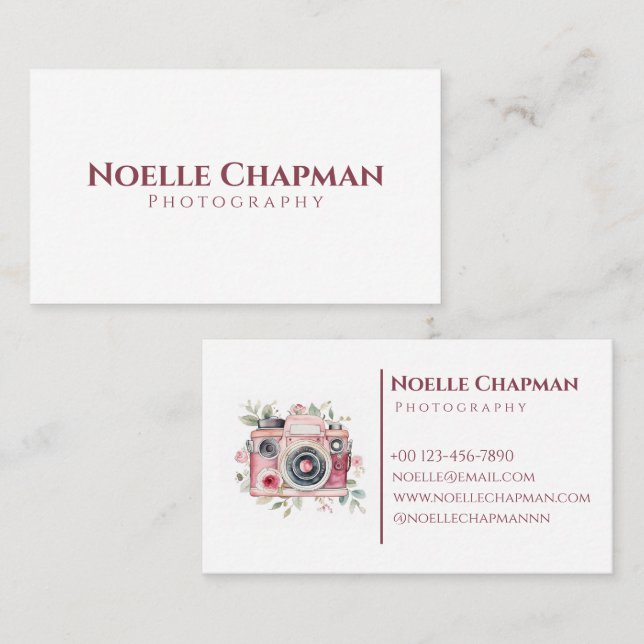 Aesthetic Elegant Artistic Pink Floral Soft Marble Business Card (Front/Back)