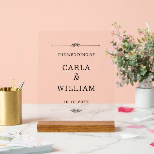 Aesthetic Elegant Custom Text Wedding Business Acrylic Sign