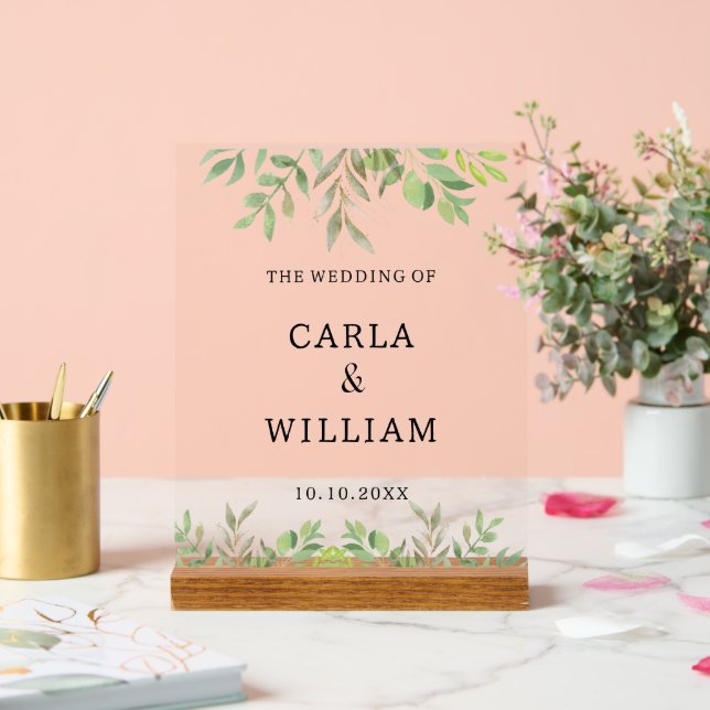 Aesthetic Elegant Custom Text Wedding Business Acrylic Sign (Wedding)