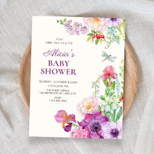 Aesthetic elegant floral art baby shower invitation