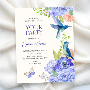 Aesthetic elegant floral bloom bird invitation