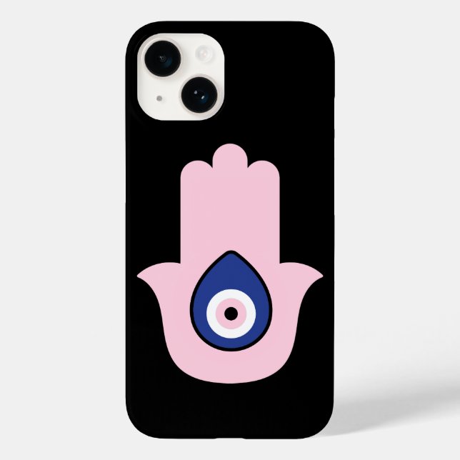 Aesthetic Evil Eye Greek Mati Pink Blue Black Case-Mate iPhone Case (Back)