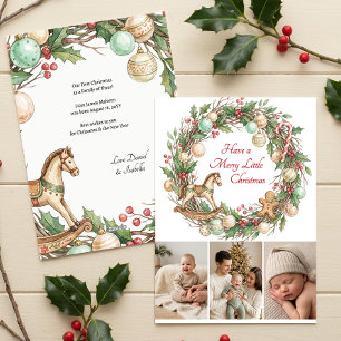Aesthetic Family of Three First Christmas Photo Holiday Card