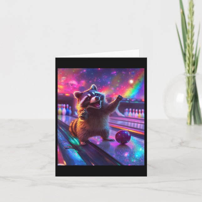Aesthetic Fantasycore Racoon Bowling Funny  Card (Front)