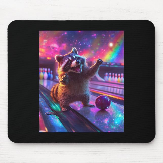 Aesthetic Fantasycore Racoon Bowling Funny  Mouse Pad (Front)