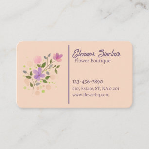 Aesthetic Feminime Flower Purple Cream Pastel Business Card