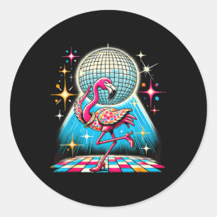 Aesthetic Flamingo Disco Classic Round Sticker
