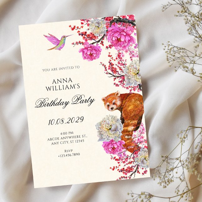 Aesthetic flora fauna spring birthday  invitation (Creator Uploaded)