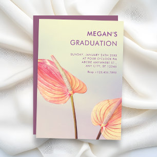 Aesthetic Floral Anthurium graduation Invitation