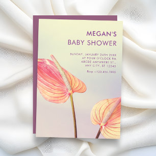 Aesthetic Floral Anthurium minimalist baby shower Invitation