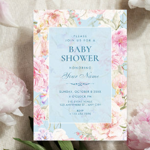 Aesthetic floral baby shower invitation