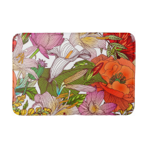 Aesthetic floral bath mat