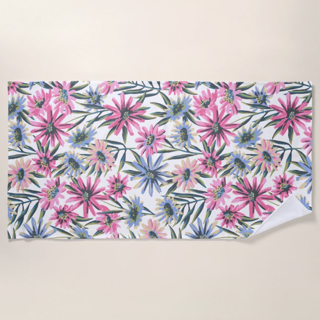 Aesthetic floral   beach towel (Front)