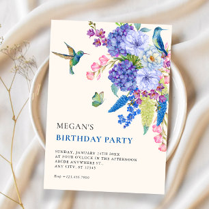 Aesthetic floral bird elegant birthday invitation