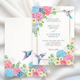 Aesthetic floral bird wedding invitation