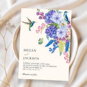 Aesthetic floral bird wedding  invitation