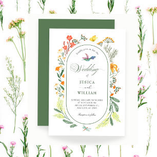 Aesthetic floral bird wedding Invitation