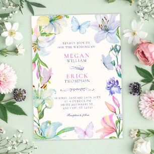 Aesthetic Floral butterflies wedding Invitation