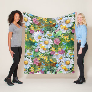 Aesthetic floral fleece blanket