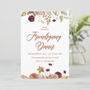 Aesthetic Floral Friendsgiving Dinner Invitation