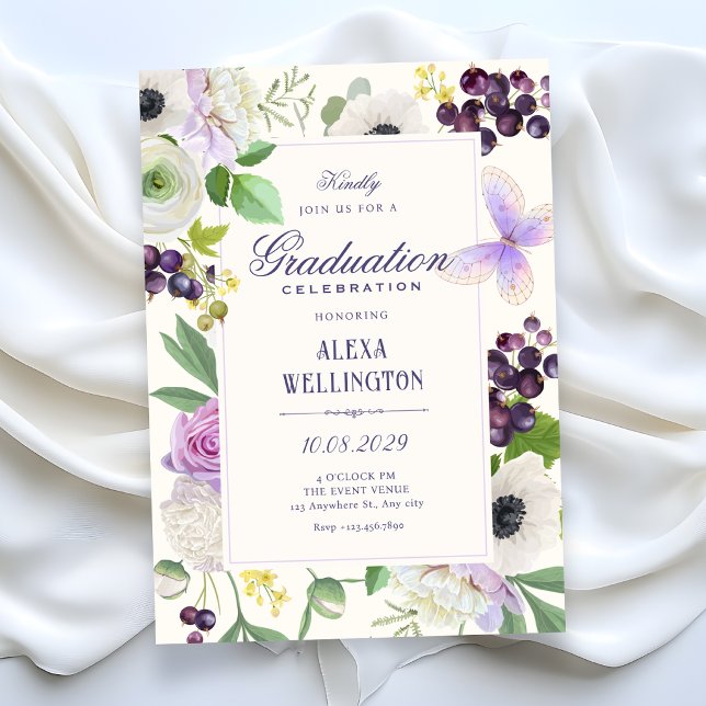 Aesthetic floral graduation invitation (Creator Uploaded)