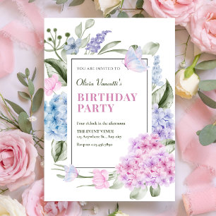 Aesthetic Floral hydrangea Invitation