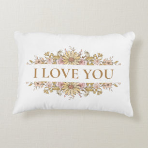 Aesthetic Floral "Love You" Pillow – Front & Back 