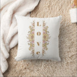aesthetic Floral "Love You" Pillow – Front & Back<br><div class="desc">Add a romantic touch to your décor with this elegant pillow design. The front features the word “Love” in a vertical style surrounded by delicate botanical accents, while the back repeats the floral design with the word “You”. Perfect on its own, or pair two pillows together to create the complete...</div>